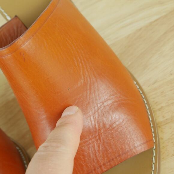 J Crew Size 10 Marlow Mules Brown Leather Slides Block Heel Sandals Preppy Boho - Picture 5 of 13